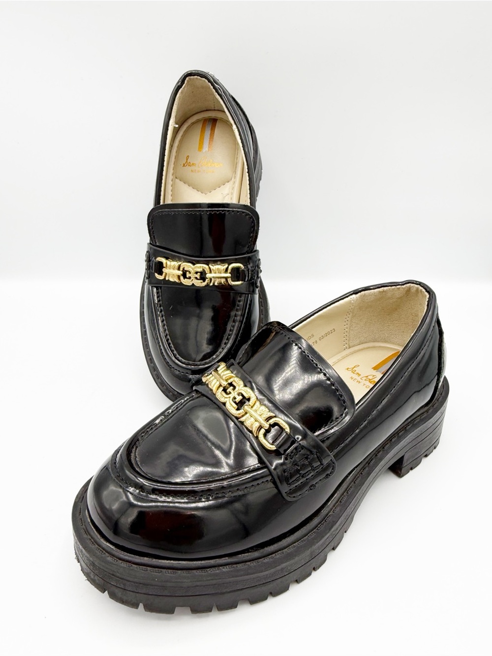 Sam Edelman Kids Teo Black Patent Lugsole Loafers Size 11
